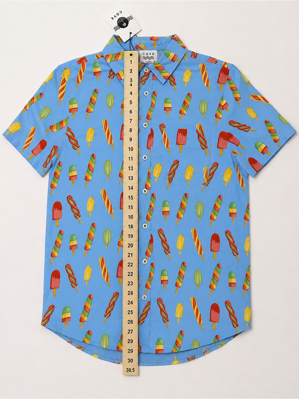 Cove Blue Short-Sleeve Button-Down Shirt with Popsicle Print - Picture 2 of 9